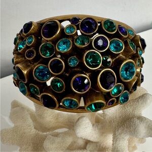 Oscar de la Renta Gold Bracelet with Blue and Green Accents